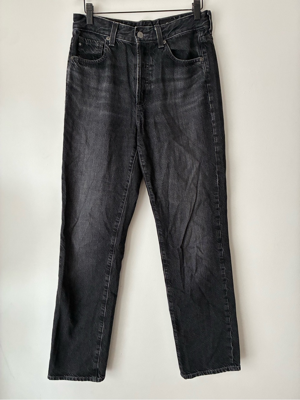 AG Jeans Womens 27 Alexxis Straight High Rise Vintage Fit Black Faded Denim